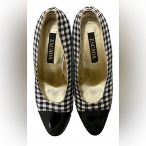Escada black and white checkerboard heeled shoes - Size 7